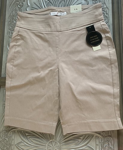 Larry Levine taupe Stretch Pull-On flache Vorderseite Bermuda Wandershorts. Gr: 14 - Bild 5 von 8