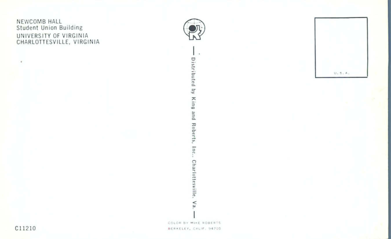 Aerial Hall Student Union University Virginia Charlottesville Postcard eBay