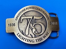 Greystone Power Corp 75 Years Lighting The Way Vintage Promotional Belt Buckle