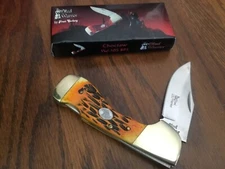 Steel Warrior Choctau Folding Lockback Amber Jig Bone Pocket Knife SW-105 BPS