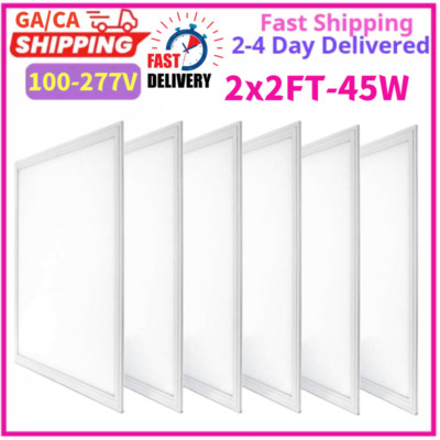6Pack LED Panel Light 2x2Ft Drop Ceiling Flat Panel Recessed Troffer Fixture 45W
