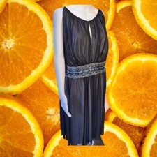 K. Jordan Black Sleeveless Midi Dress With Beaded Accents Size 18W