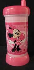 NEW Disney Store Pink Minnie Mouse Sippy Cup Hearts and Polka Dots
