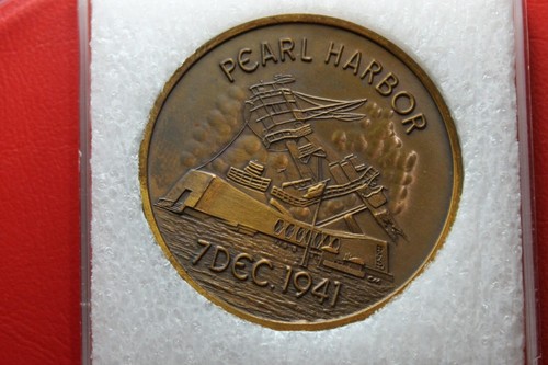 AMERICAN USS ARIZONA PEARL HARBOUR 7 DEC 1941 BRONZE MEDAL #TRA23 - Picture 2 of 7