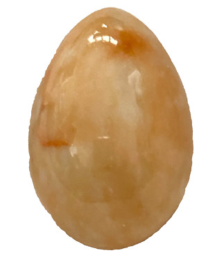 Vintage Polished Swirled Orange Stone 3 inch Egg