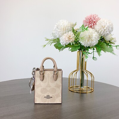 Coach CX069 North/South Mini Tote Bag Charm In Signature