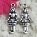 Free Ship 80 pcs Antique silver girl charms 26x11mm H-029