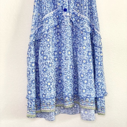 Poupette St Barth Mae Ruffle Trim Printed Mini Dress Girls 10 Blue Je T’aime NWT - Picture 4 of 15