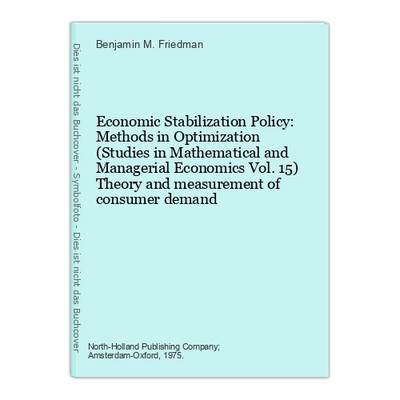 Economic Stabilization Policy: Methods in Optimization (Studies in Mathematical 