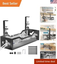 2 Hole Metal Mesh Cable Tray for Desk - Easy Clamp Installation, Dust-Resistant