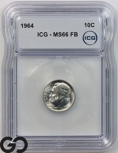 1964 Roosevelt Dime MS 66 ** Full Bands