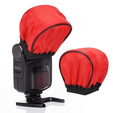 2pcs 3.7" x 3.5" Soft Mini Flash Bounce Diffuser Cap, for Flashlight, Red