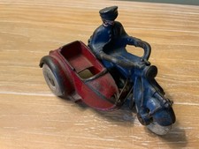 Vintage cast iron motorycle policeman driver sidecar toy Champion