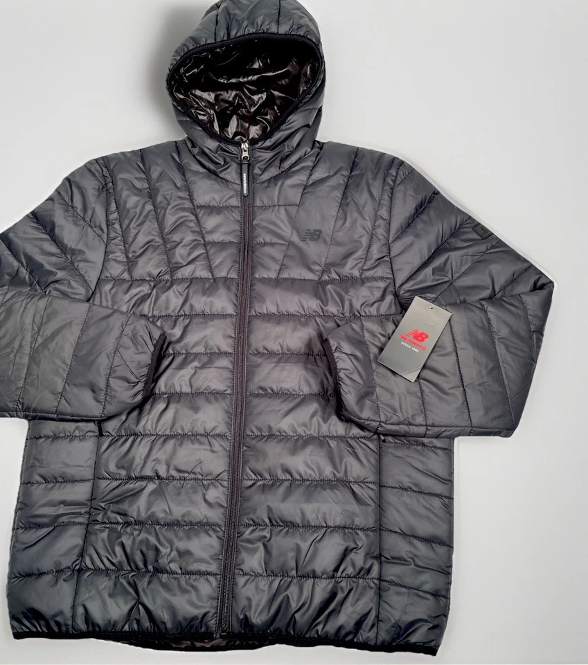 New Balance Puffer TECH JACKET Men Small Black Water Resistant with Hood NEW - Image 3 of 4