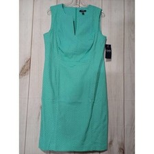 Ladies 16 Chaps Sleeveless Green Checkered Dress Career Work Office Interview