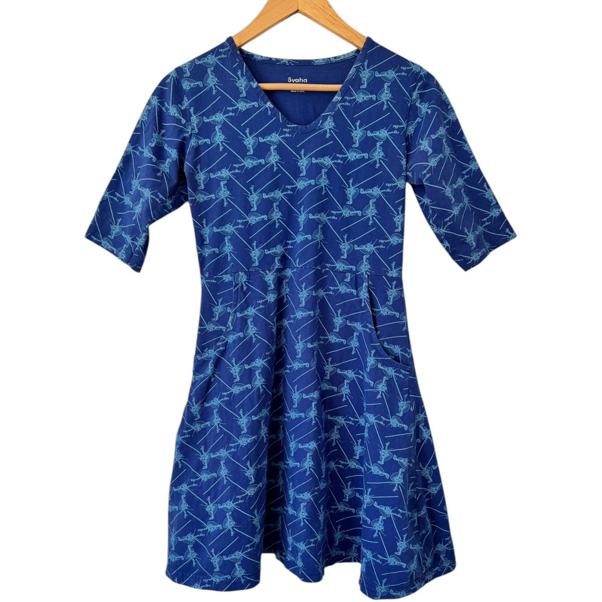 Svaha Blue Satellite Twirl Dress Women's Size 4 Steam Organic Pockets Casual | eBay Svaha Blue Satellite Twirl Dress Women's Size 4 Steam Organic Pockets Casual | eBay