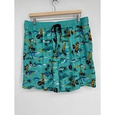 Corona Beer Tropical Palm Tree Swim Trunk Men Size Large Elastic Waist Draw stg