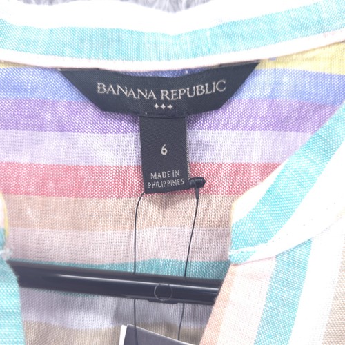 Banana Republic Leinenkleid Damen 6 mehrfarbig gestreift Leinenmischung Kleid neu mit Etikett - Bild 8 von 17