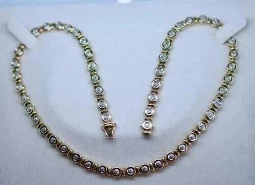 Теннисное ожерелье 16 дюймов круглой огранки с созданным в лаборатории бриллиантовым ободком серебро 925 пробы - Изображение 3 из 4