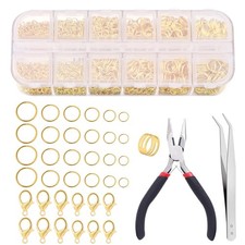 1503Pcs Gold Jump Rings for Jewelry Making Supplies Necklace Clasps Kit with ...