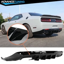 For 15-23 Dodge Challenger IKON V3 Style Gloss Black Rear Bumper Lip Diffuser PP