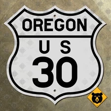 Oregon US Route 30 highway marker road sign shield 1934 Astoria Portland 16x16