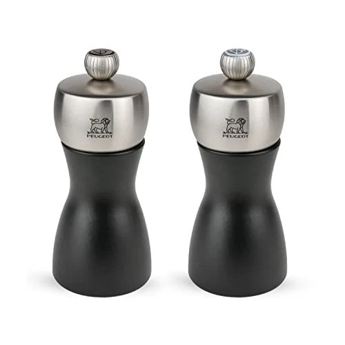 Peugeot Fidji Stainless Steel Salt and Pepper Mill Set, 12cm/4 3/4-Inch, Black M