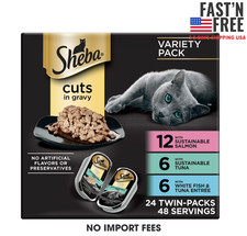 Sheba Perfect Portions Variety Pack Cuts in Gravy Cat Food,2.6 oz Twin-Pack Tray