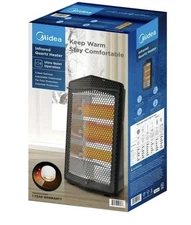 MIDEA 1500W Quartz Indoor Electric Space Heater Radiant • Black
