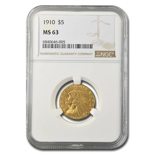 1910 $5 Indian Gold Half Eagle MS-63 NGC