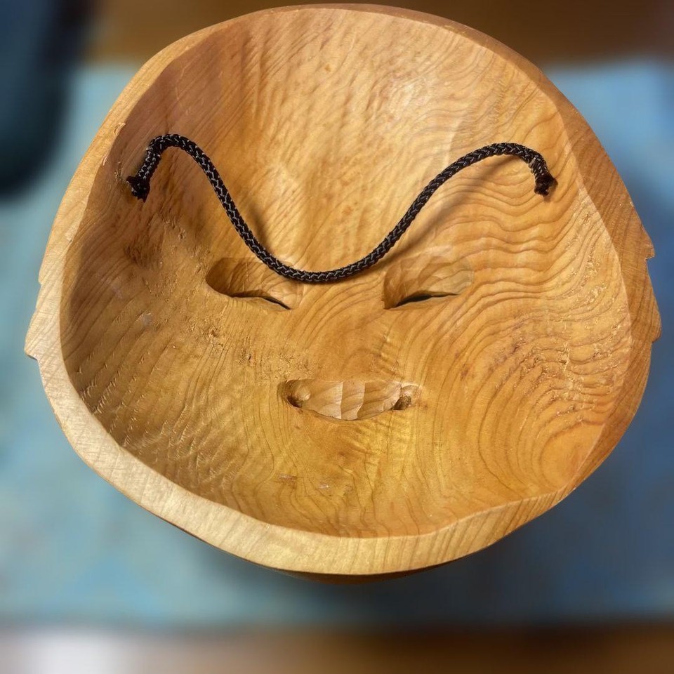 Unusual Wooden Smiling Noh Mask With String | eBay