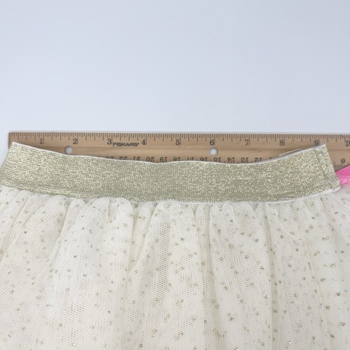 NWT Betsey Johnson Girls Tutu Skirt 5 Ivory Gold Tulle Pom Poms Party Dress - Picture 9 of 12