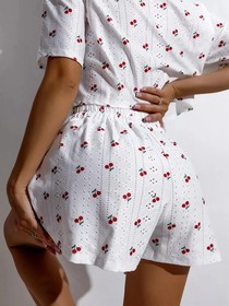 Women Pajamas Set Women's Pajamas Hollow Breathable Printing Sexy Split