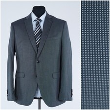 Mens Check Blazer 42R UK Size ANGELO LITRICO Grey Sport Coat Jacket