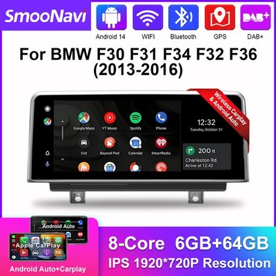 Android 14 8 Core 64GB Carplay GPS Car Stereo For BMW F30 F31 F32 F33 F34 F36 NBT