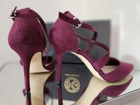 Kurt Geiger Burgundy Suede Pointed Toe Stiletto Court Heels UK 7 Boxed