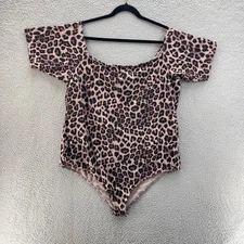 Torrid Top Bodysuit Women Plus Size 4X Brown Leopard Foxy Stretch Cotton
