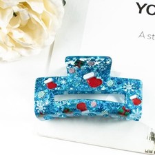1PC Christmas Hair Clip Christmas Themed Claw Clips Shiny Blue Christmas style4