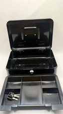 Portable Locking Cash Box with Removable Money Tray Handle  2 Keys Black