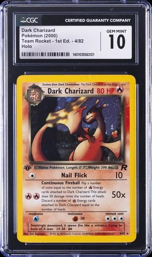 2000 POKEMON ROCKET 1ST ED #4 DARK CHARIZARD-HOLO CGC 10 GEM MINT