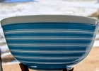 Vintage Pyrex Blue White Stripe 403 Mixing Bowl 2 1/2 Quart Nesting MCM