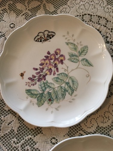 Set 8 Lenox Schmetterlingswiese ~ Monarch ~ Service für 4 ~ 11" Abendessen ~ 9" Salat ~ Teller - Bild 6 von 13
