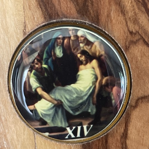 Bible Good News in Olive Tree Wooden Case, Cross & All Stations in Enamel RARE - Picture 18 of 23