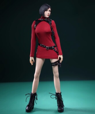 1/6 Ada Wong Red Sweater Gun Holster Leather Boots Sets for 12'' Female Figure