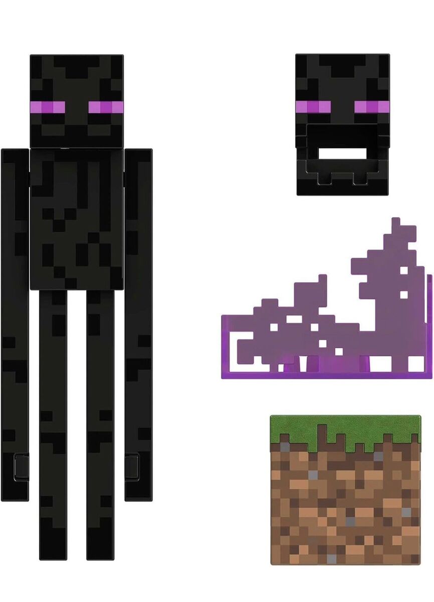  Mattel Minecraft Diamond Enderman Action Figure with  Accessories Including Flocked Grass Block, 5.5-inch Toy Collectible :  Electronics