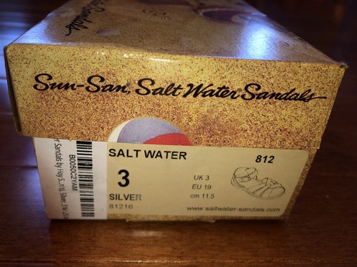 Sun San Salt Water Infant Toddler Girl Silver Sandals Shoes Size 3 New - Picture 6 of 6
