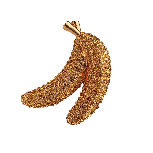 Broche Clip Dolce & Gabbana - Filigrane Fraise Cristal - Or Rouge Et Vert - Neuf Avec étiquettes