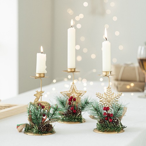 Christmas Gold Iron Candle Holder Candlestick Home Party Table Decoration CA - Picture 2 of 31