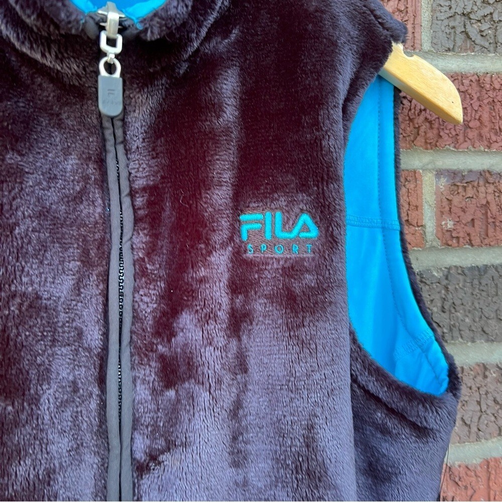 Gilet FILA nero e blu reversibile atletico esterno cerniera completa