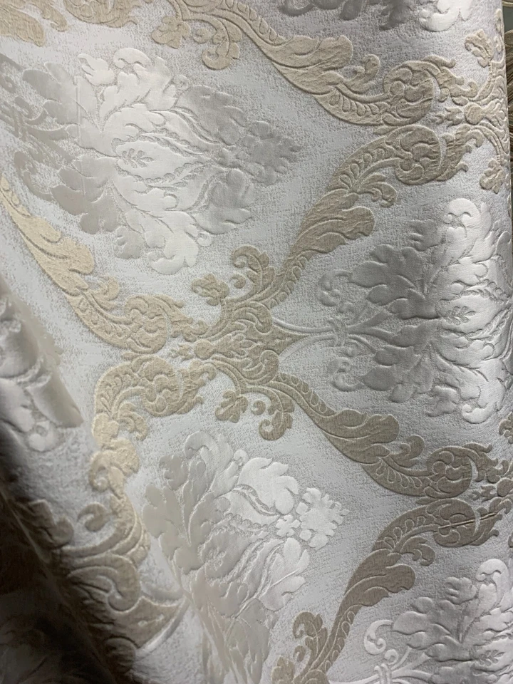 Tecido para cortina de estofamento bege damasco brocado (54 pol.) Vendido por jarda - Imagem 4 de 4